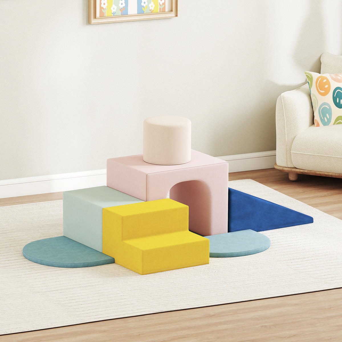 SOFTBAUSTEINE 8er Set Samt Schaumstoff Mehrfarbig - Multicolor, Textil (40/51cm) - AIYAPLAY