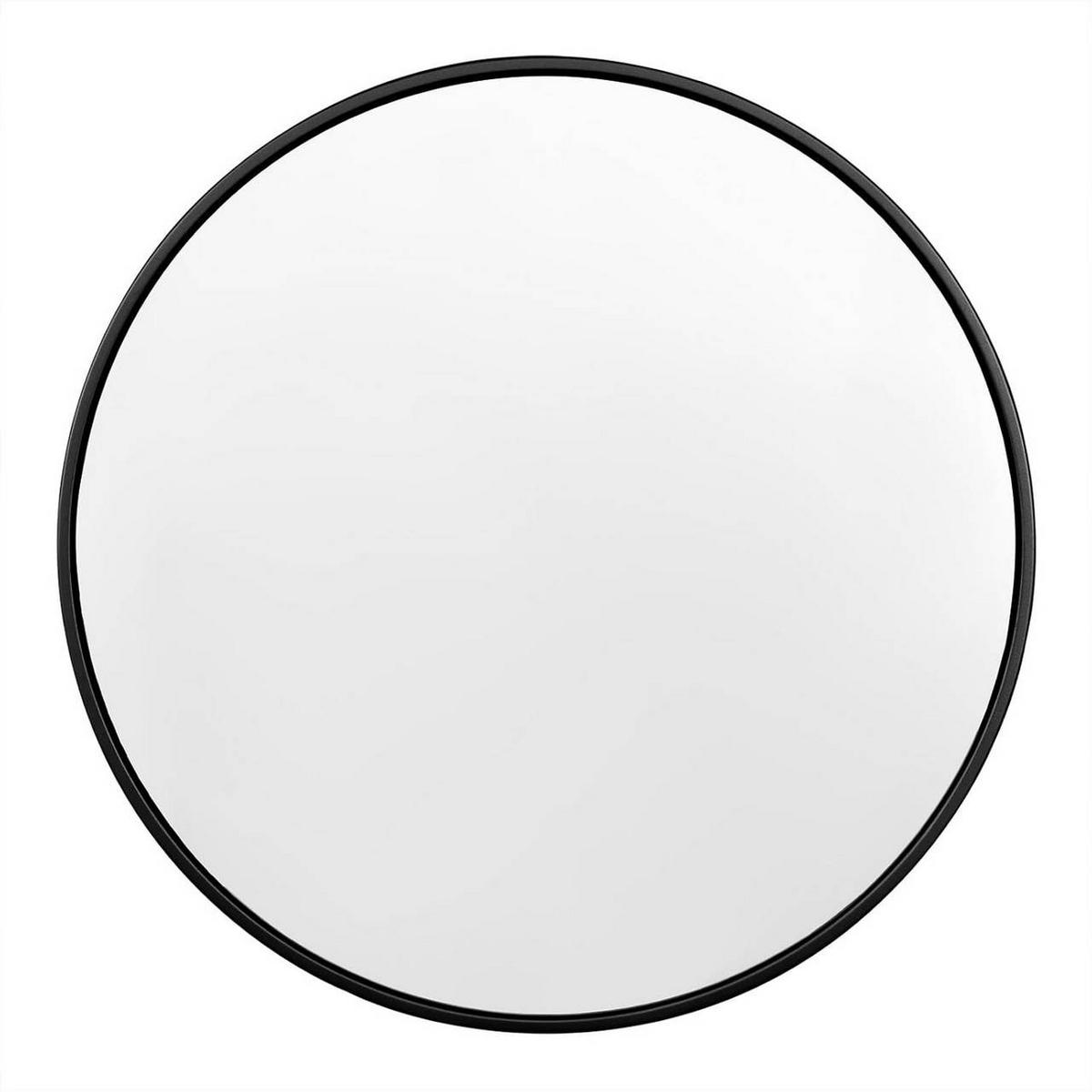 WANDSPIEGEL rund, φ 80cm, Schwarz - Schwarz, Glas/Holzwerkstoff (80/80/2cm) - Woltu