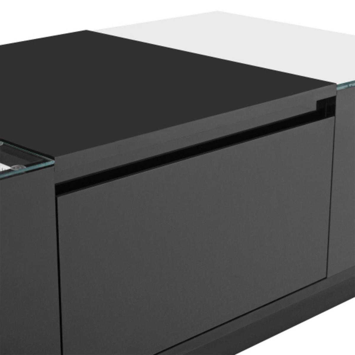 COUCHTISCH Schwarz aus Spanplatte mit Bluetooth LED-Licht und Glasverkleidung 105×50×35 cm - Schwarz, Holzwerkstoff (50/105/35cm) - Luhomfu