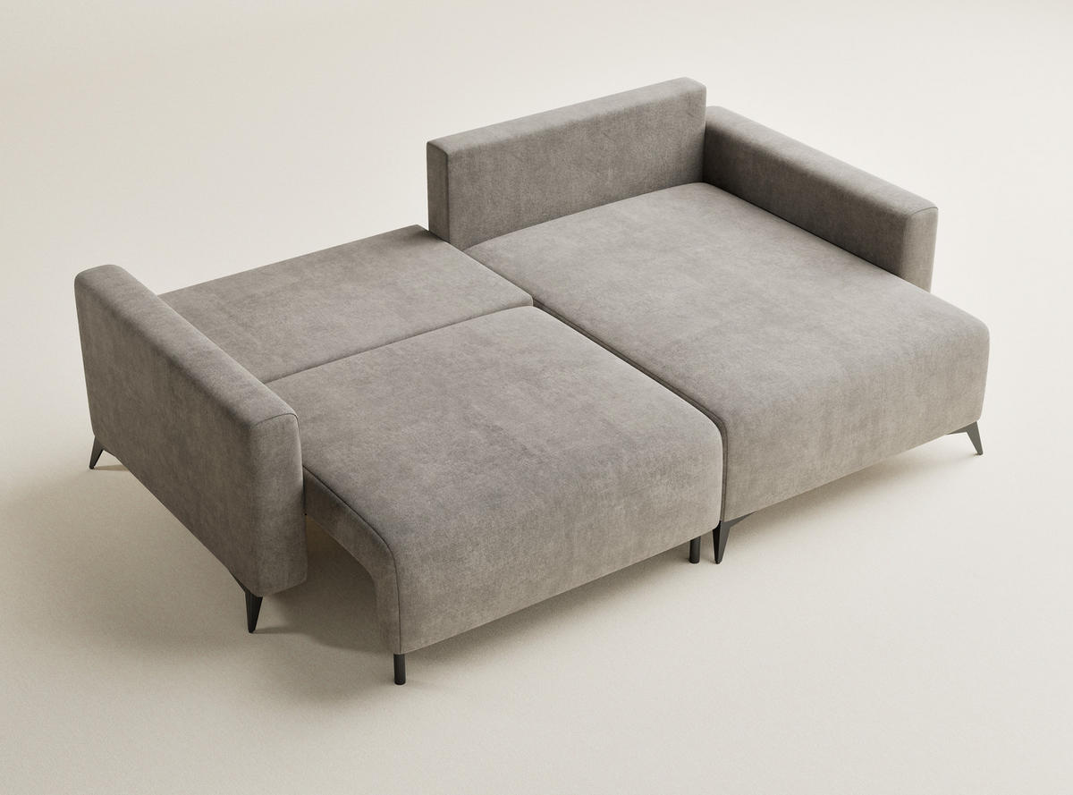 ECKSOFA MIT SCHLAFFUNKTION Leon Braun Webstoff - Schwarz/Braun, Holz/Holzwerkstoff (239/148cm) - Maison de Reve