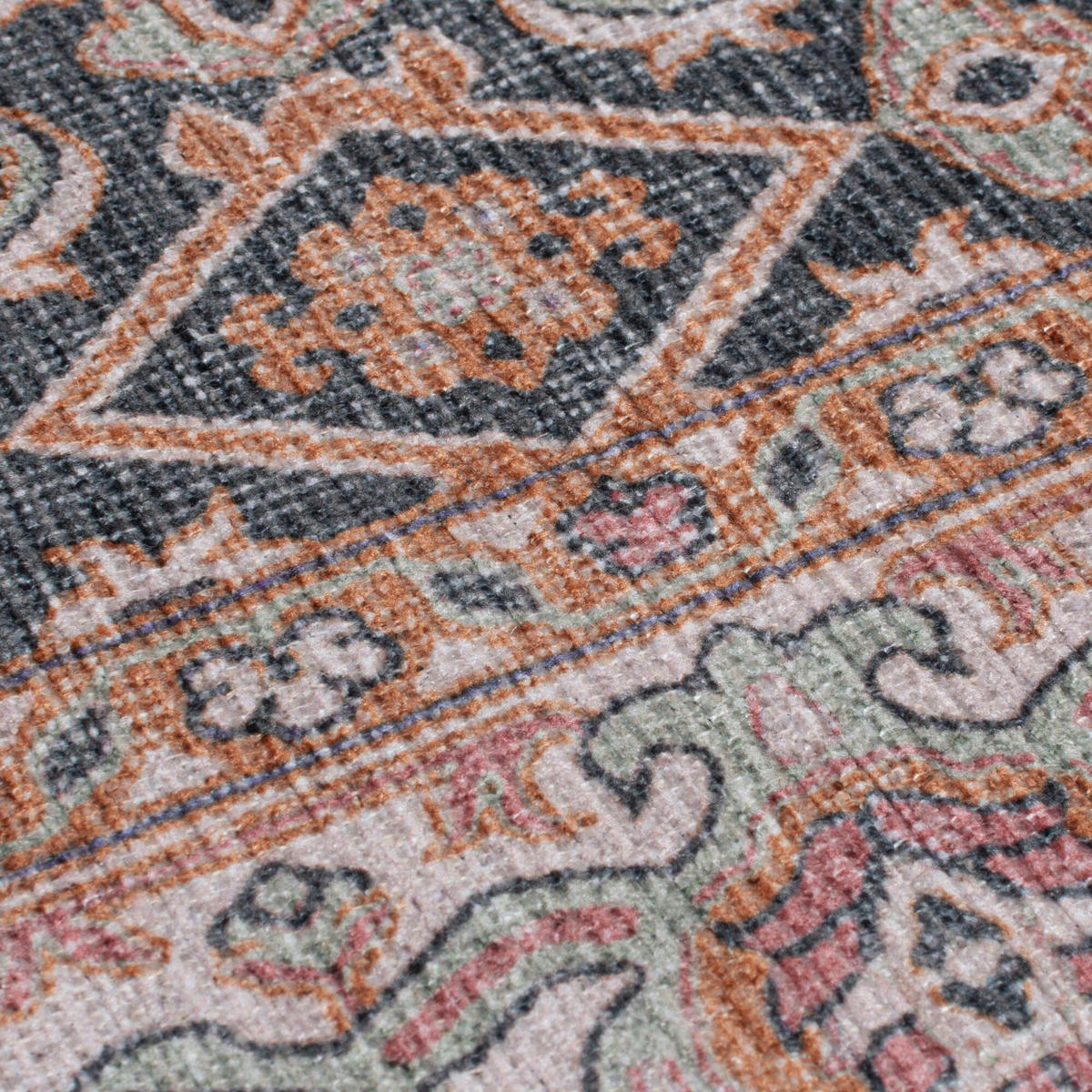 TEPPICH waschbar Medallion Muster, Orientalisch, Wohnzimmer schmutzabweisend Rosa Läufer 60x230 - Rosa, Textil (60/230cm) - KADIMA DESIGN
