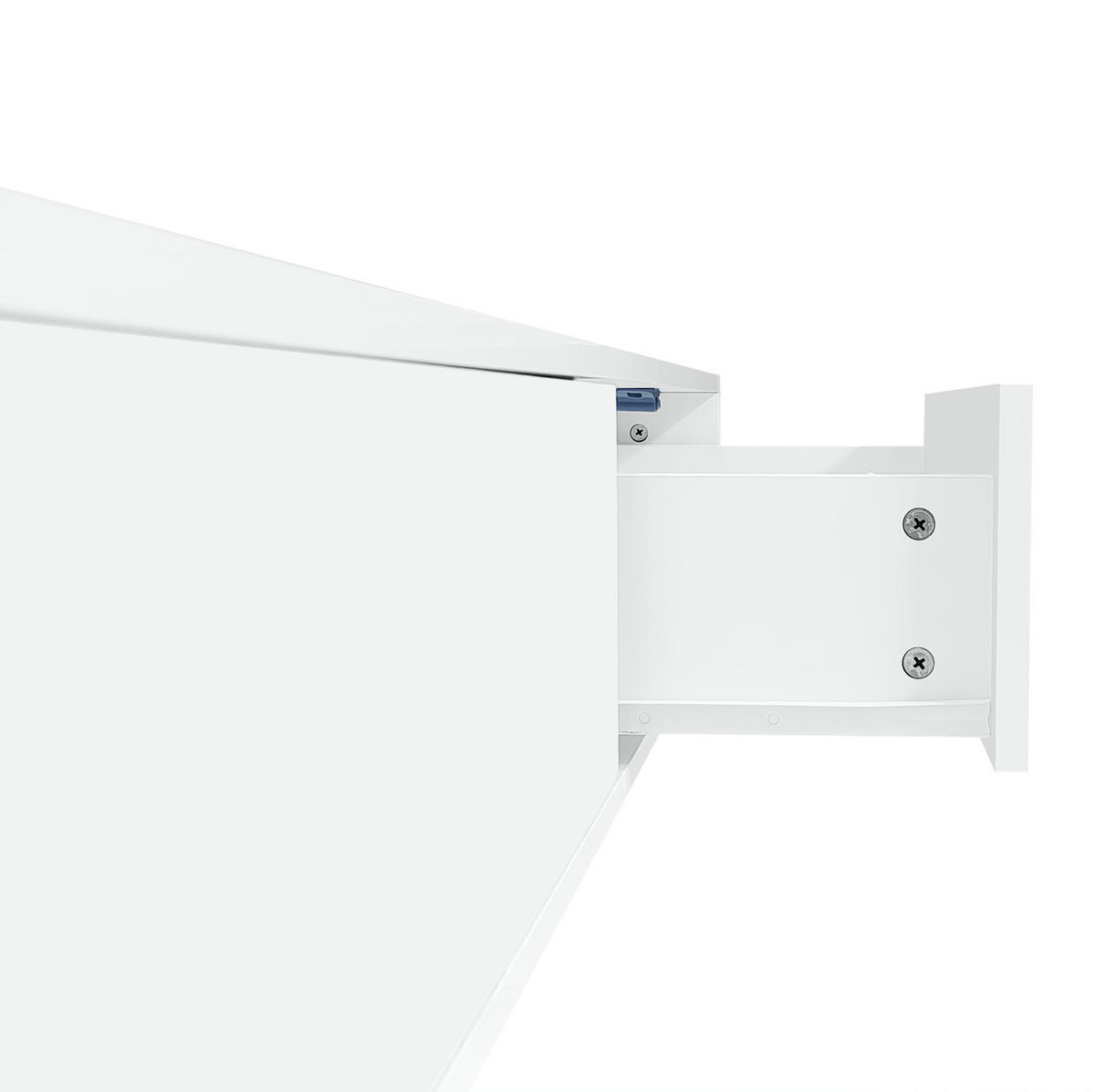 KONFERENČNÍ stolek z dřevotřísky, 115/55/34 cm bílý, s 2 zásuvkami a LED osvětlením - bílá, kompozitní dřevo (115/55/34cm) - BEAOK