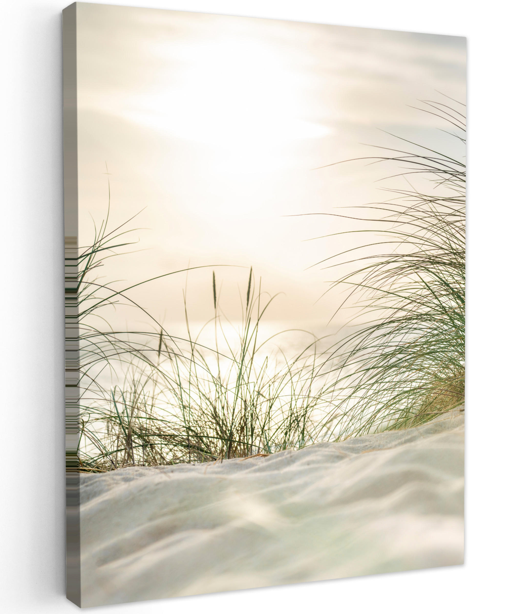 LEINWANDBILD Dünen mit Strandhafer in der Sonne des Nationalparks Schleswig-Holsteinisches Wattenmeer 60x80 cm - Creme, Textil (60/80cm) - MuchoWow