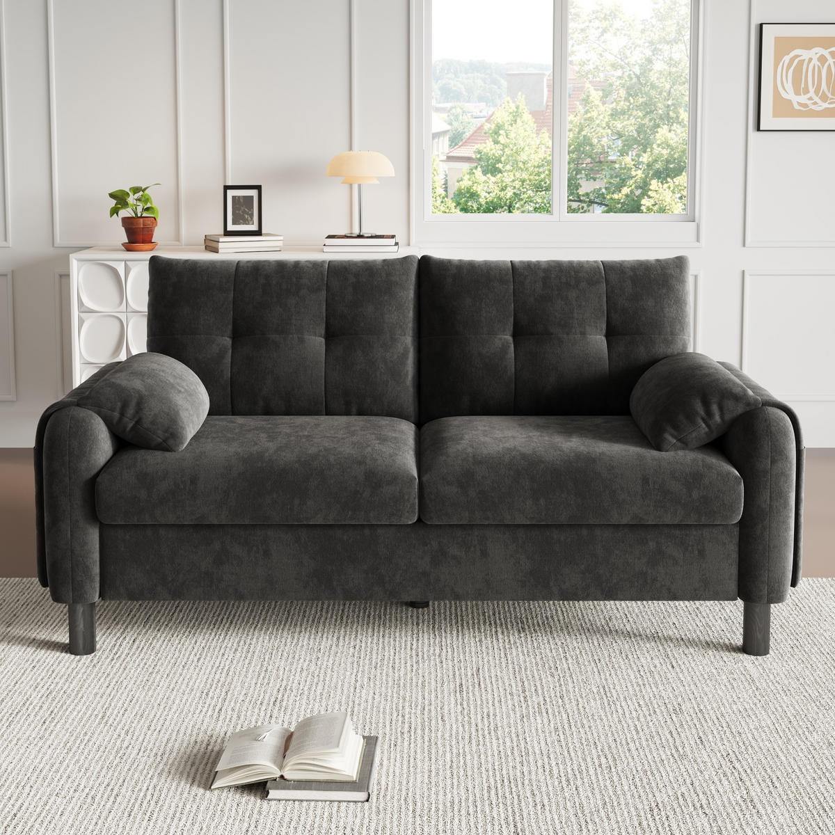 SOFA dvosjed, 158/80/88,5 cm, chenille siva - siva, tekstil (80/88/158cm) - BEAOK