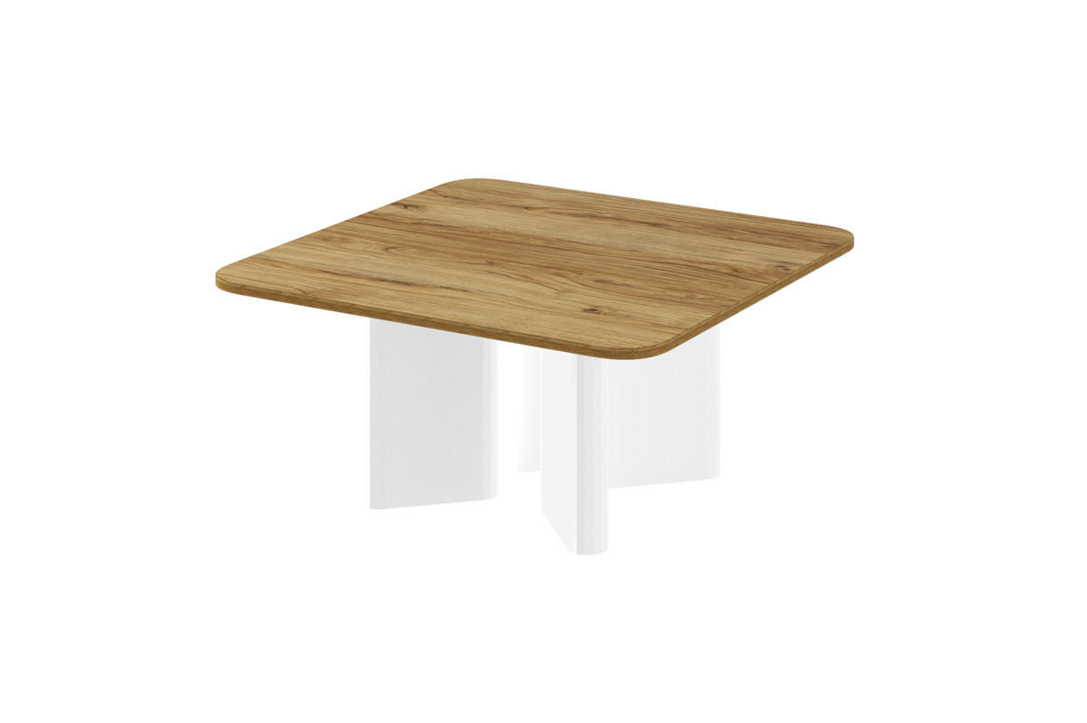 designimpex Couchtisch Weiß Hochglanz, Alteiche 80x50x80 cm