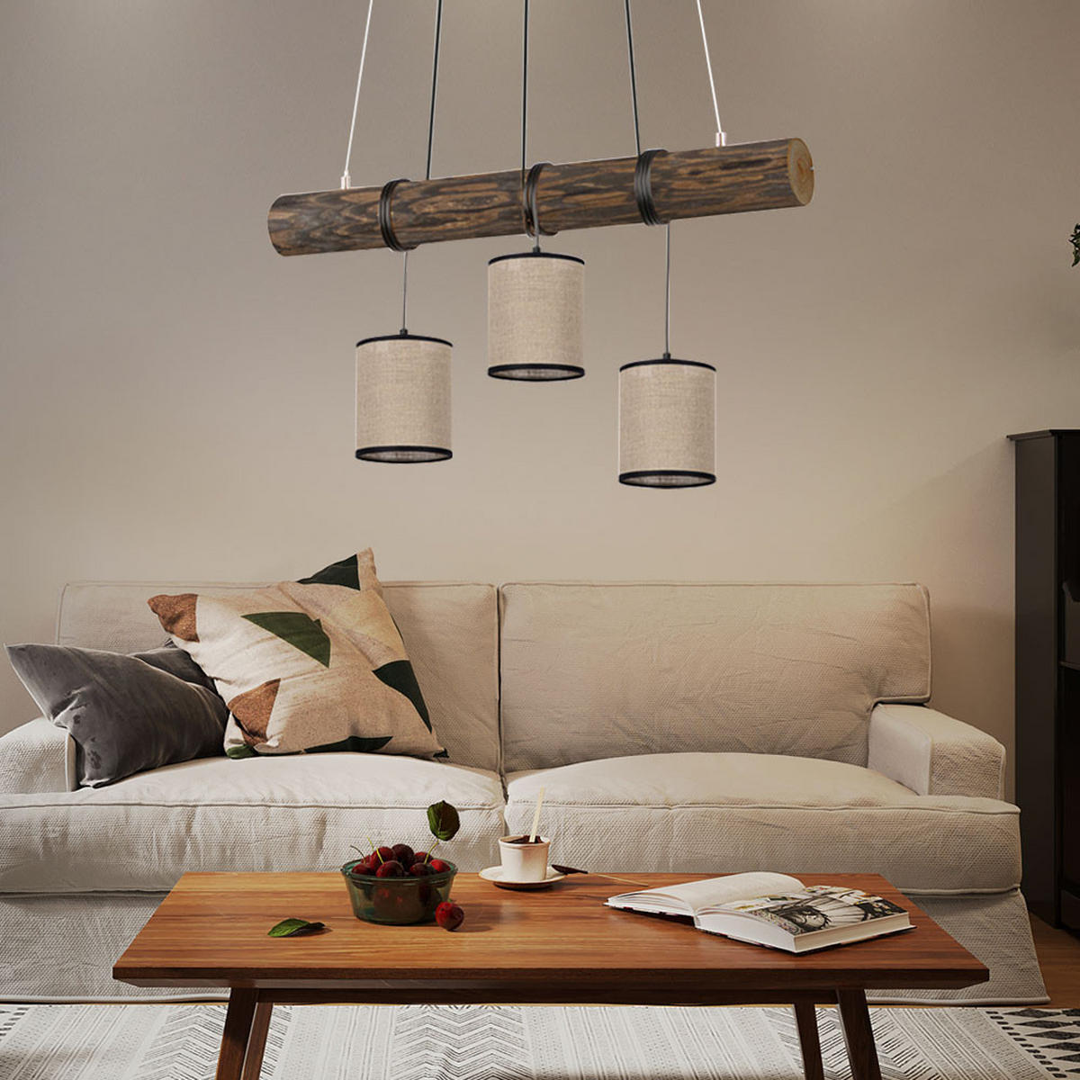 HÄNGELEUCHTE FABIOLA Holzoptik Braun - Braun, Holz (65/13/140cm)