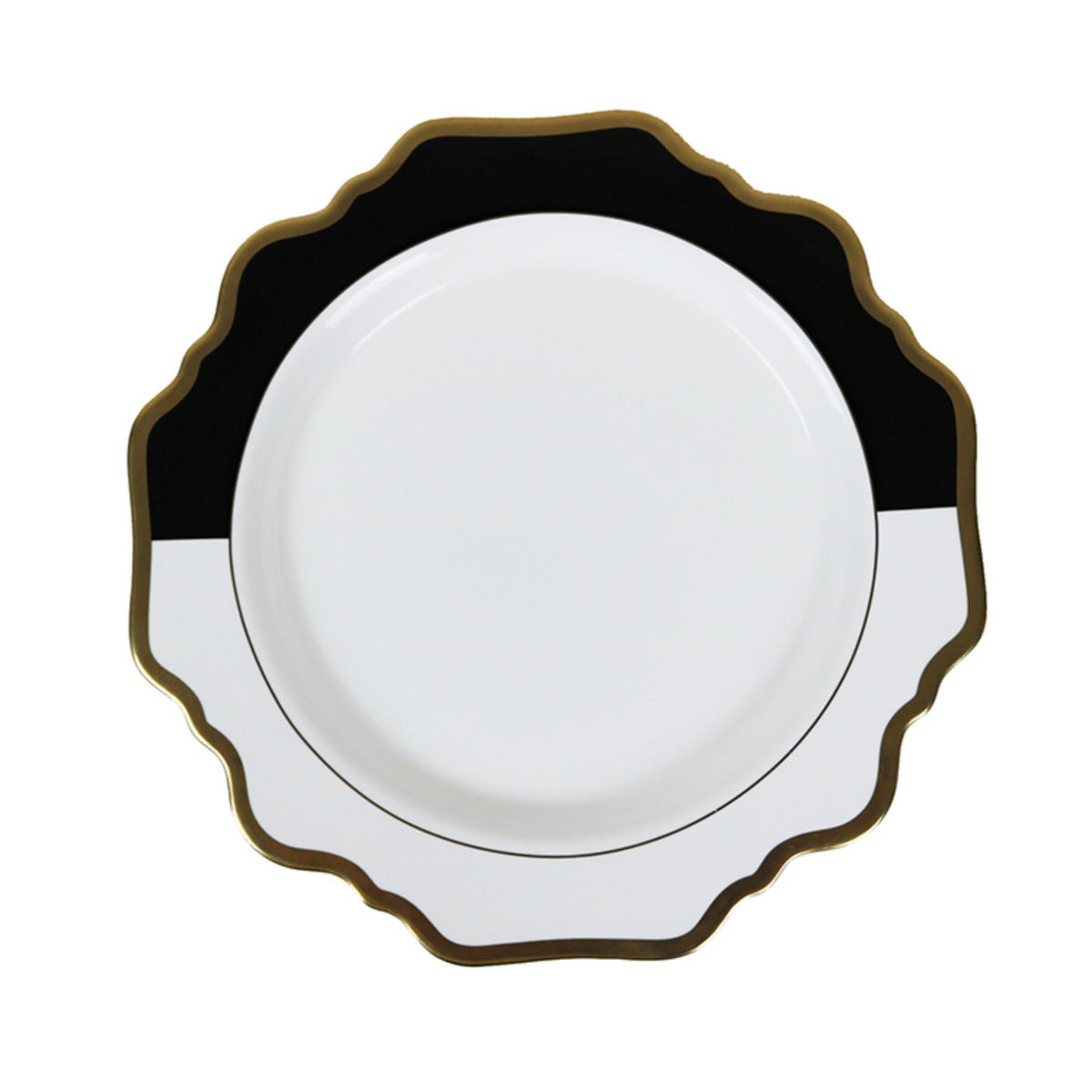 TELLERSET Schwarz Weiß Gold Bone China 4tlg Ø33 Ø27 Ø22 Ø16 cm - Weiß, Keramik (33/33/3cm) - Quality Elegance