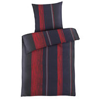 SEERSUCKER-BETTWÄSCHE 135x200 Streifen Sommer Bettbezug Bügelfrei aus 100% Polyester, Bettbezüge Schwarz Rot gestreift - Rot, Textil (135/200cm) - Carpe Sonno