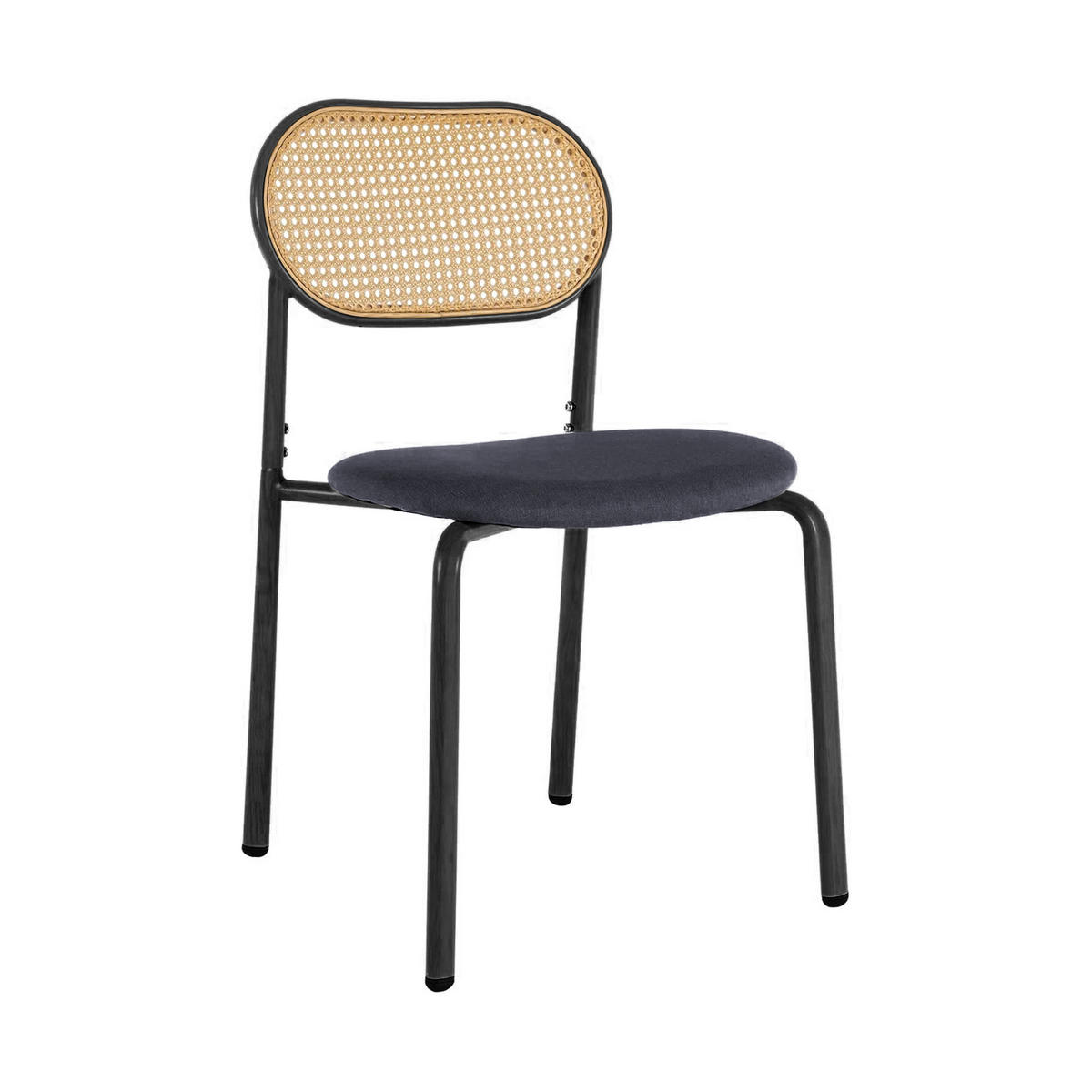 ESSZIMMERSTÜHLE 2er-Set, Rattan und Metallbeine, Schwarz - Schwarz, Holz (44.5/80.5/48cm)
