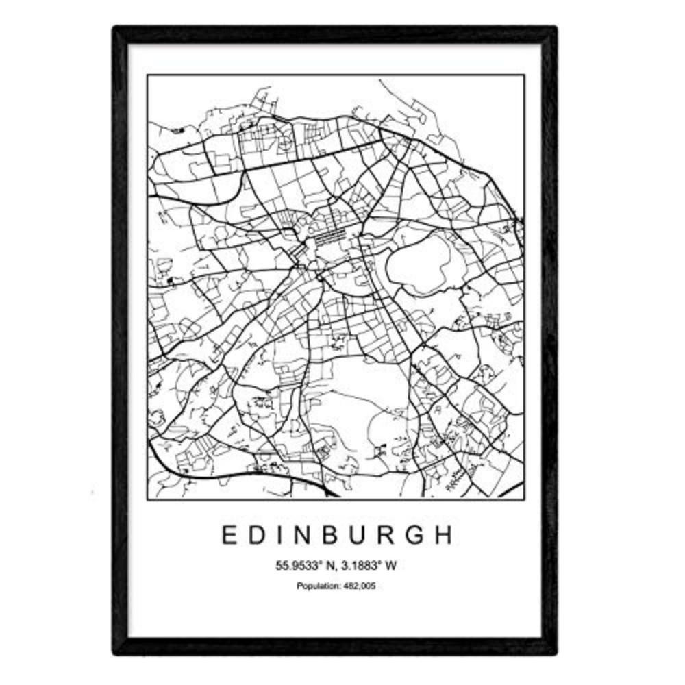 POSTER Edinburgh Nordic-Stil A3 Schwarzer Rahmen - Schwarz, Papier (29.7/5/42cm) - Nacnic