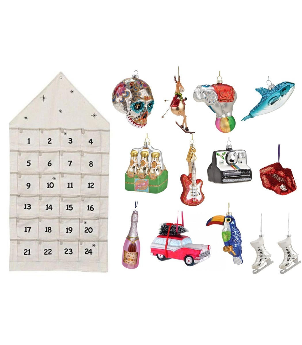 ADVENTSKALENDER - mit 12 Weihnachtskugeln - Haus - Weiß - Weiß, Keramik (48/2/1cm) - Sareva