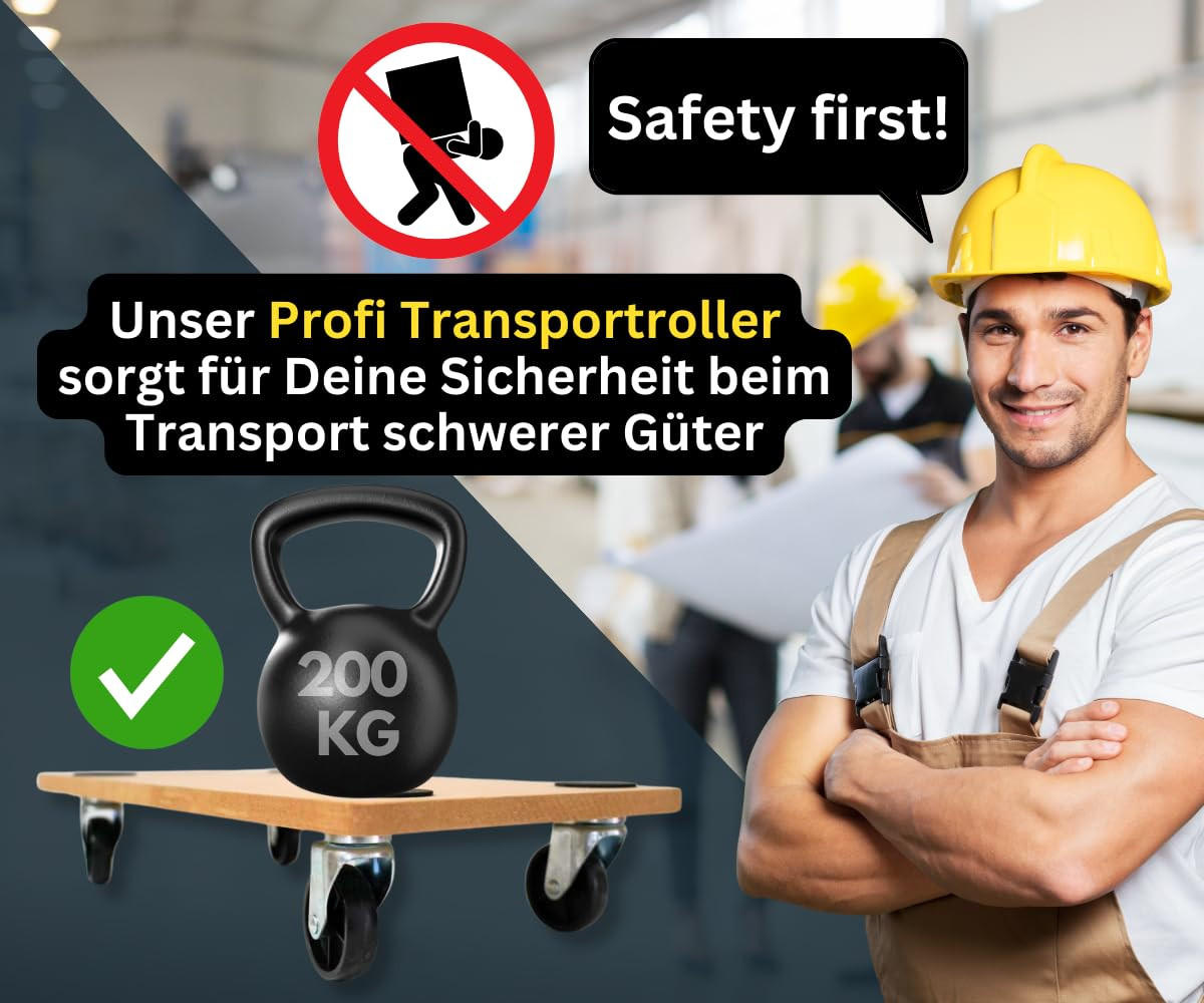 TRANSPORTROLLER mit 4 Rollen 11,5x30x60cm Traglast 200kg MDF Holzplatte Braun 2 Stück - Hellbraun, Holzwerkstoff (60/30/11.5cm) - PROREGAL