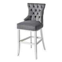 BARHOCKER CASTLE DELUXE Samt Grau 115 cm - Silberfarben/Grau, Textil/Metall (51/116/60cm) - riess-ambiente