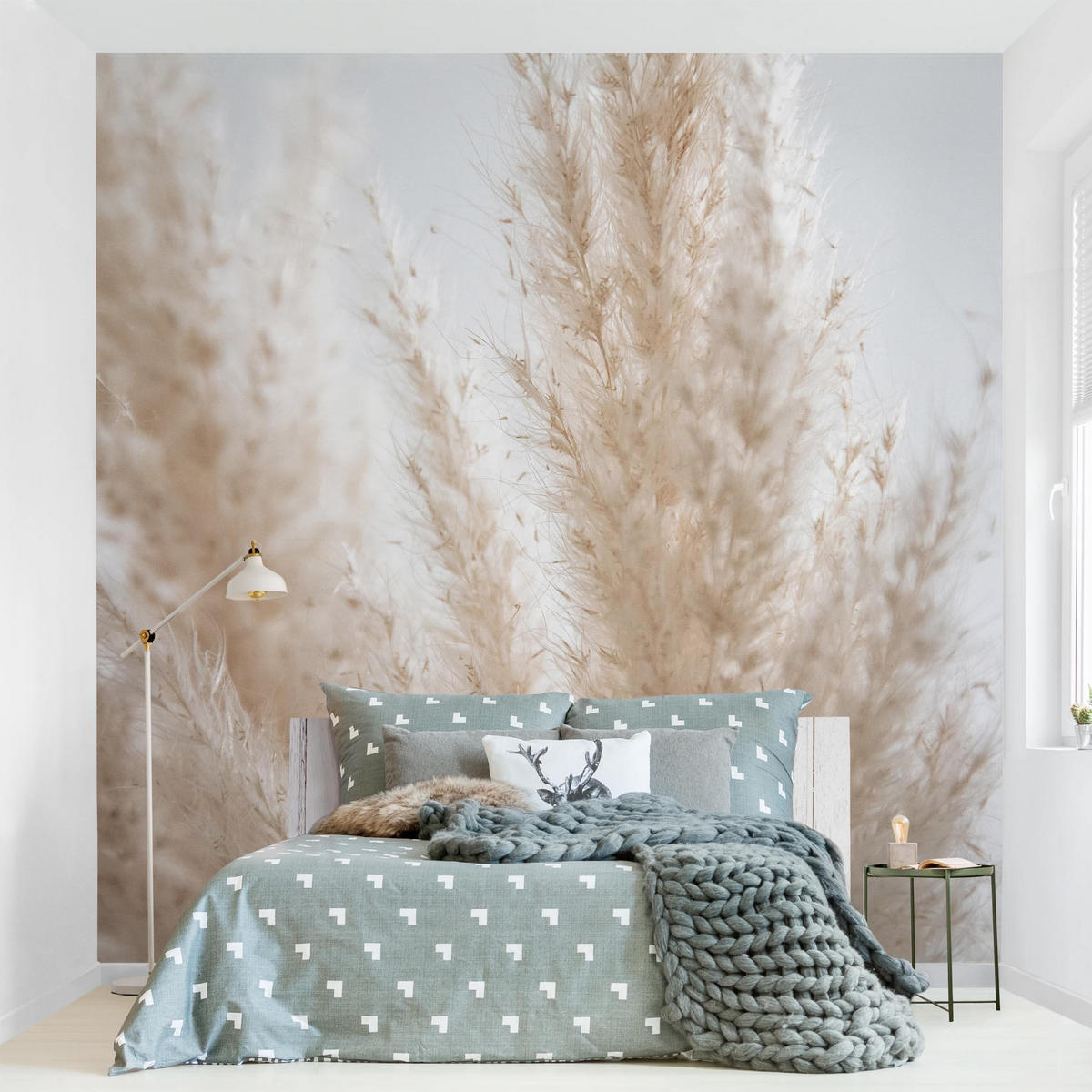 FOTOTAPETE Zartes Pampasgras Close Up 288/288 cm - Eichefarben, Papier (288/288cm) - Bilderwelten