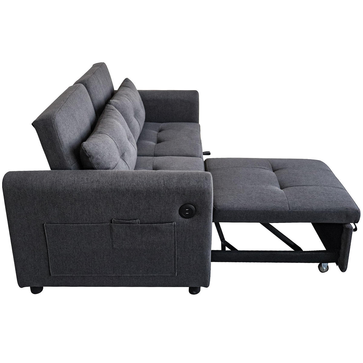 DOPPELSCHLAFSOFA 142x85x83cm aus Leinen 3-in-1, grau - Grau, Textil (85/142cm) - Luhomfu