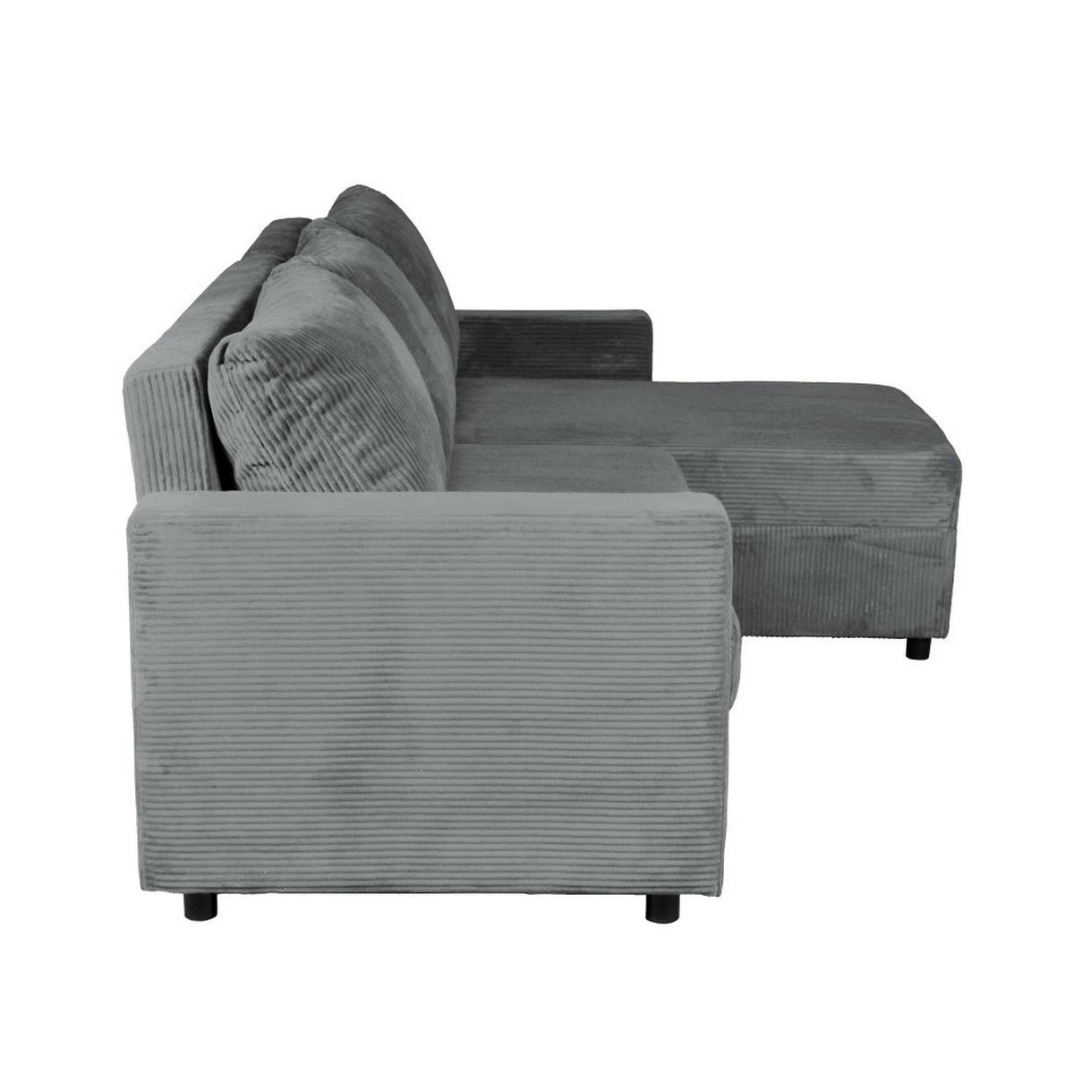 ECKSOFA THEO/ umwandelbar und wendbar, mit Truhe in Cord - Grau - Dunkelgrau, Textil (145/230cm) - Weber Industries