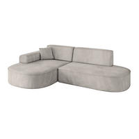 ECKSOFA Ottomane Links MARI-L1 - 243x171x79 cm Hellbraun Velours - Hellbraun/Schwarz, Holzwerkstoff/Kunststoff (243/171cm) - ALTDECOR