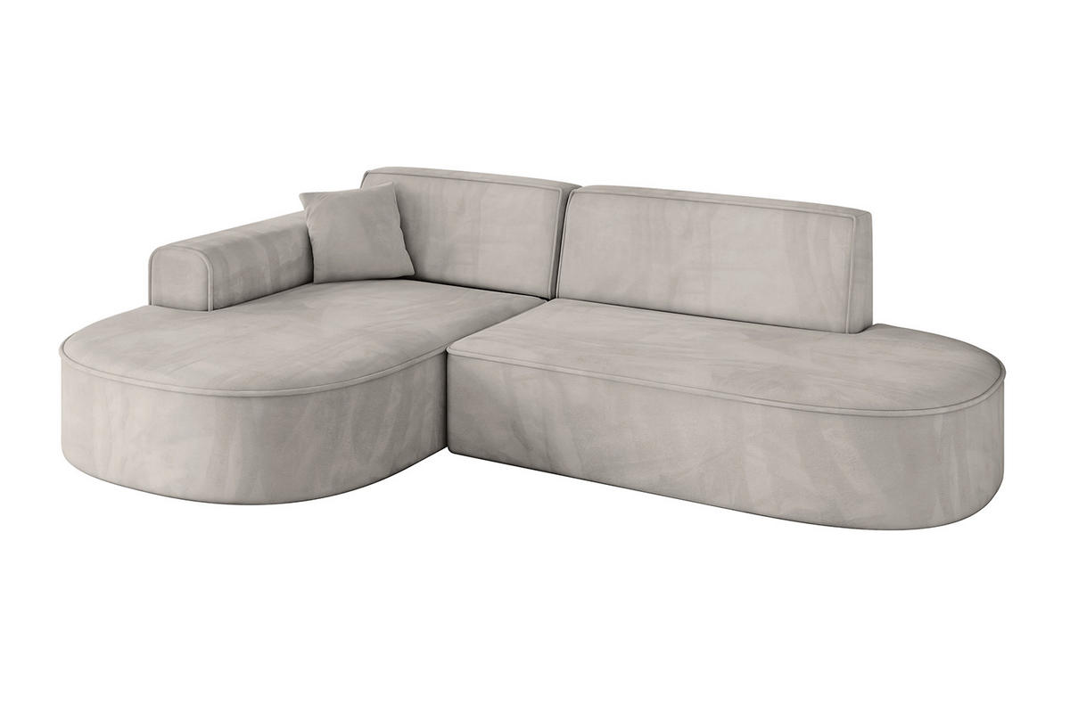 ECKSOFA Ottomane Links MARI-L1 - 243x171x79 cm Hellbraun Velours - Hellbraun/Schwarz, Holzwerkstoff/Kunststoff (243/171cm) - ALTDECOR