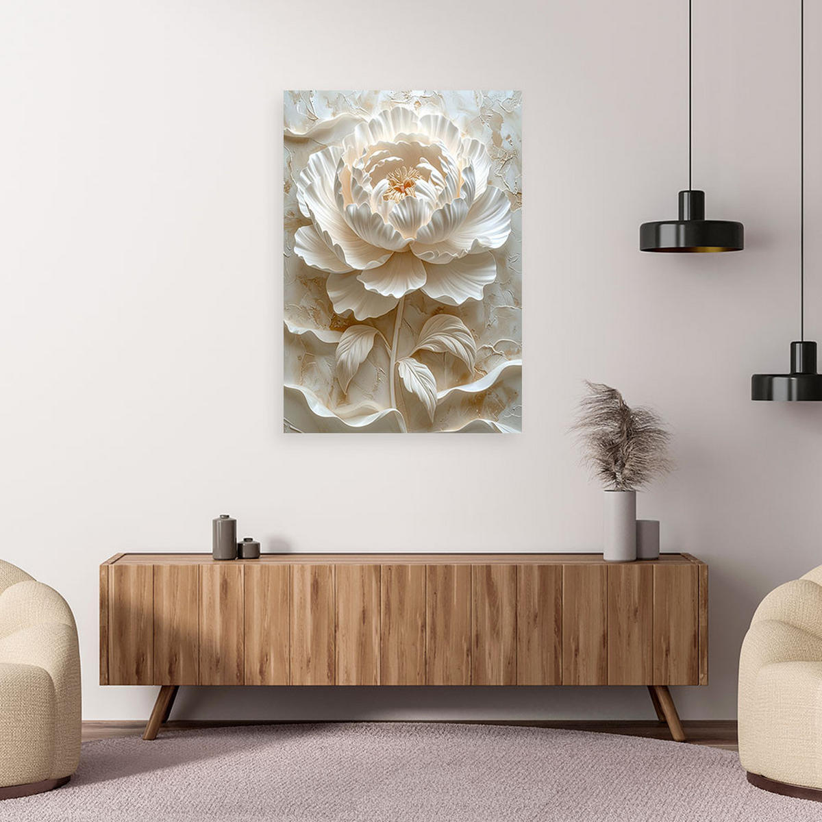 WANDBILD, Blume - Weiß, Textil (70/100cm) - Feeby