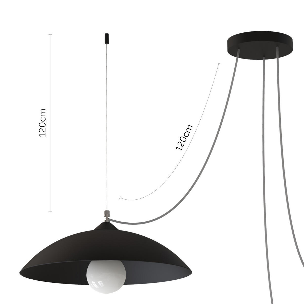 HÄNGELEUCHTE Dream X3 - Schwarz, Metall (40/40/9cm) - Lumicom