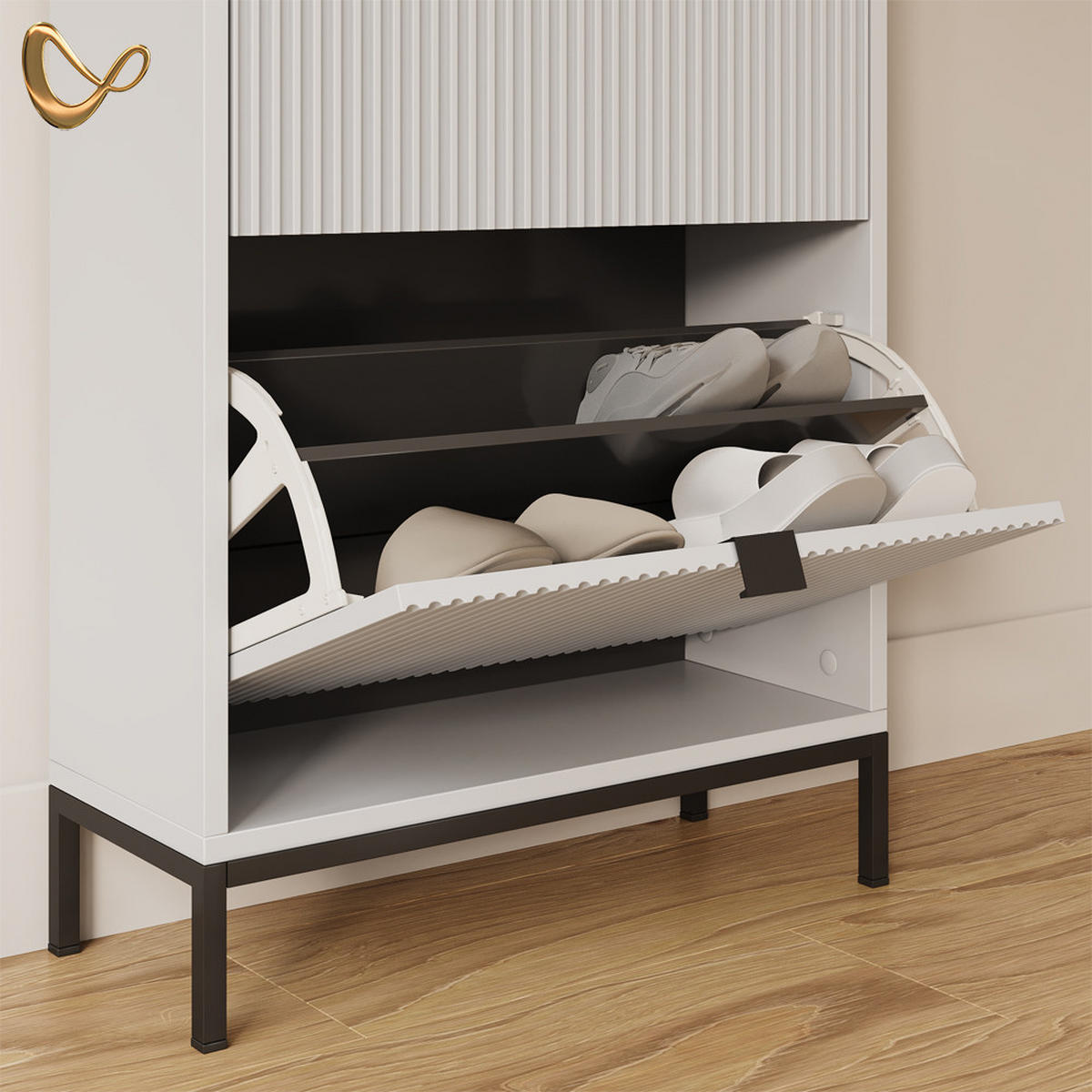 GARDEROBE Aterno Weiß Set, 2 Teile - Weiß, Holzwerkstoff (60/92/24cm) - Livinity®