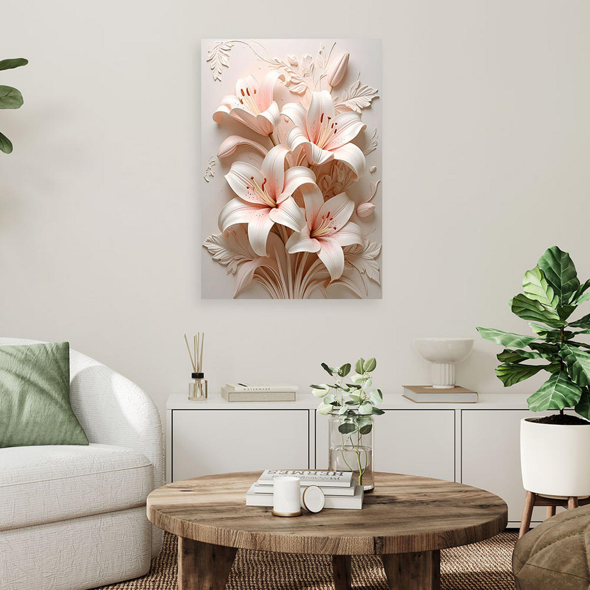 WANDBILD, Zarte weiße und rosa Blüten - Rosa, Textil (40/60cm) - Feeby