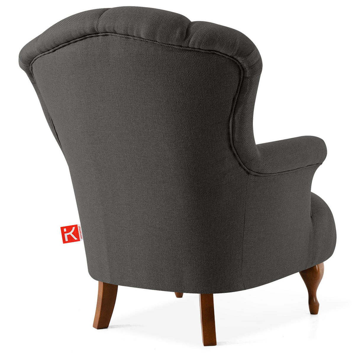 SESSEL MIT FUẞSTÜTZE TOMIS, Anthrazit - Anthrazit/Braun, Eichenholz/Holz (76/101/83cm) - KONSIMO®