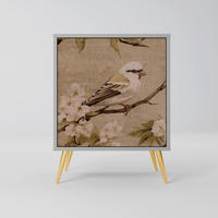 SIDEBOARD PETAL DISTINGUISH, Grau, 57,5x42x75,5 cm, Goldfarbene Metallfüße - Goldfarben/Multicolor, Holzwerkstoff/Metall (57.5/75.5/42cm) - SpaceRebels