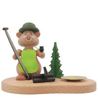 HOLZFIGUR Hamster Holzfäller mit Kerzenhalter 11 cm - Multicolor, Metall (14/1/0.1cm)