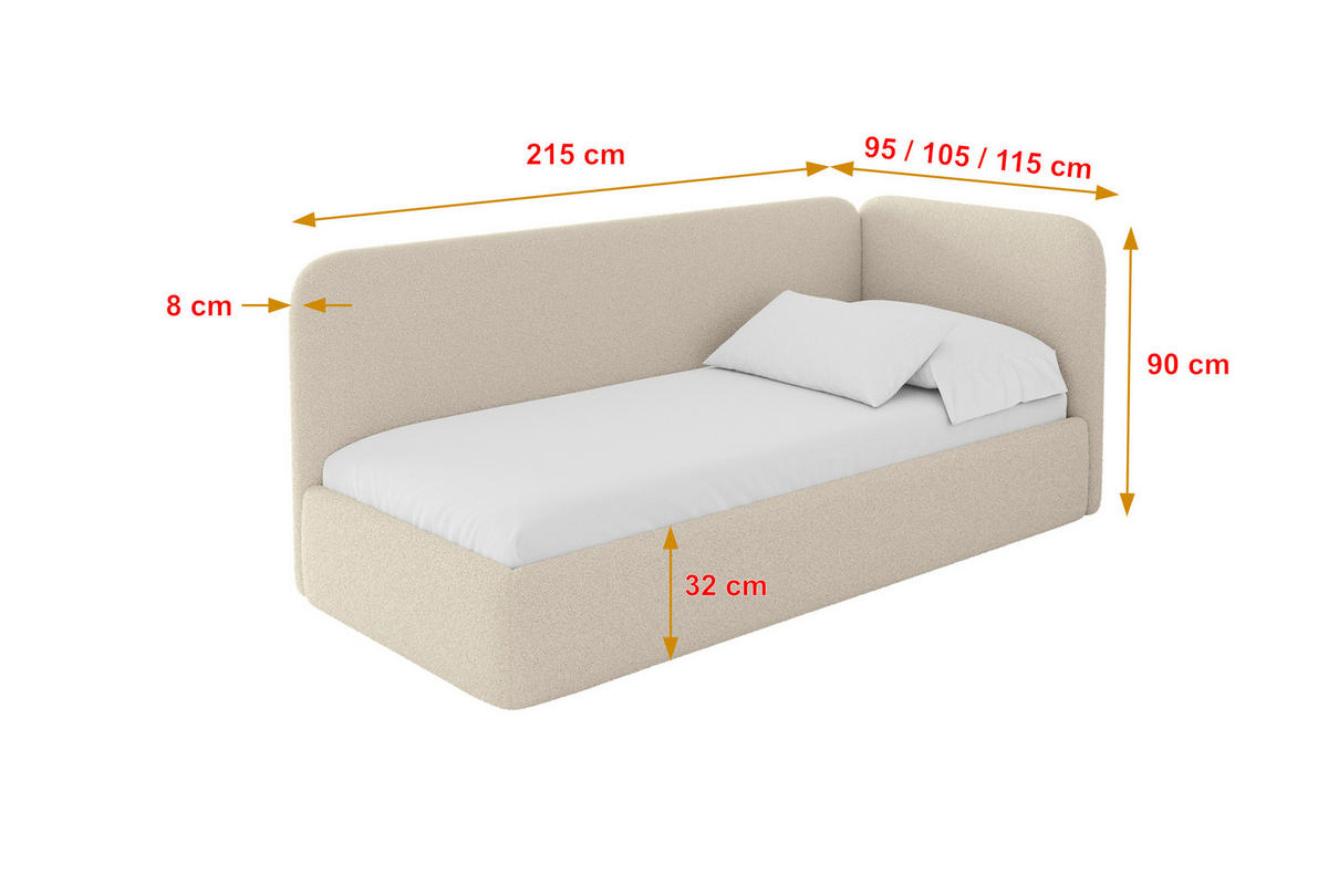 EINZELLBETT Jugendbett mit Bettkasten und Matratze H3/H4, Links - ELSY 100x200 Dunkelbeige - Cappuccino, Holzwerkstoff/Textil (100/200cm) - ALTDECOR