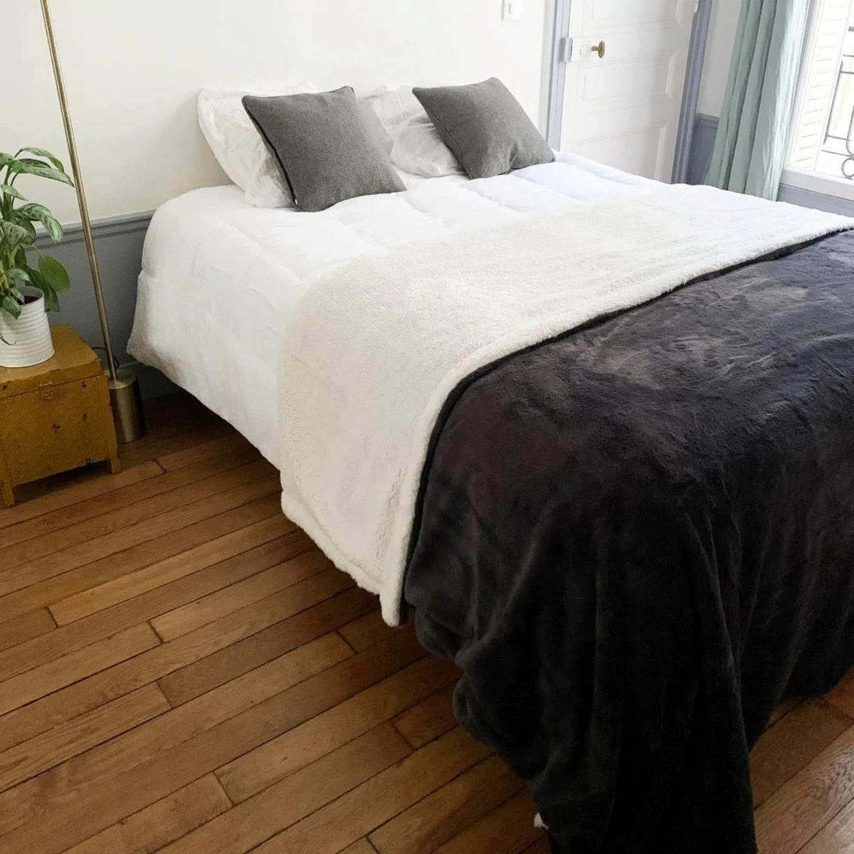 PLAID Fleecedecke XL Nachahmung "Kaninchen" 220 x 240 Grau - Grau, Textil (220/240cm) - LE COMPTOIR DE LA PLAGE