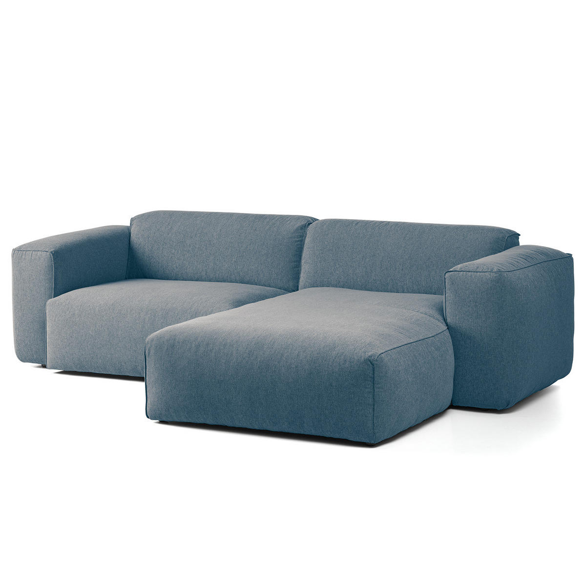 1,5-SITZER ECKSOFA mit Longchair - Blaugrau/Schwarz, Kunststoff/Textil (260/173cm) - home24