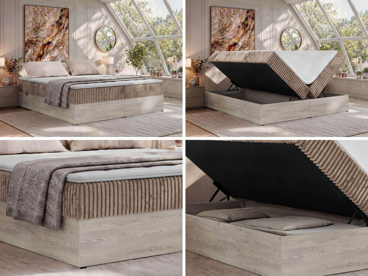 BOXSPRINGOVÁ POSTEĽ NORDIC ZERO 180/200 - Hnedá Manšester - Topper T25 - H3 (stredne tvrdý) - hnedá/čierna, textil/plast (180/200cm) - MKS