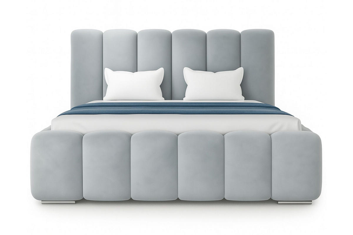 POLSTERBETT BARON mit Kopfteil, 180 x 200 cm, Doppelbett mit Bettkasten und Lattenrost aus Metall, Velourstoff, Frabe: Hellgrau - Hellgrau, Holz/Kunststoff (180/200cm) - Agmat-Furniture