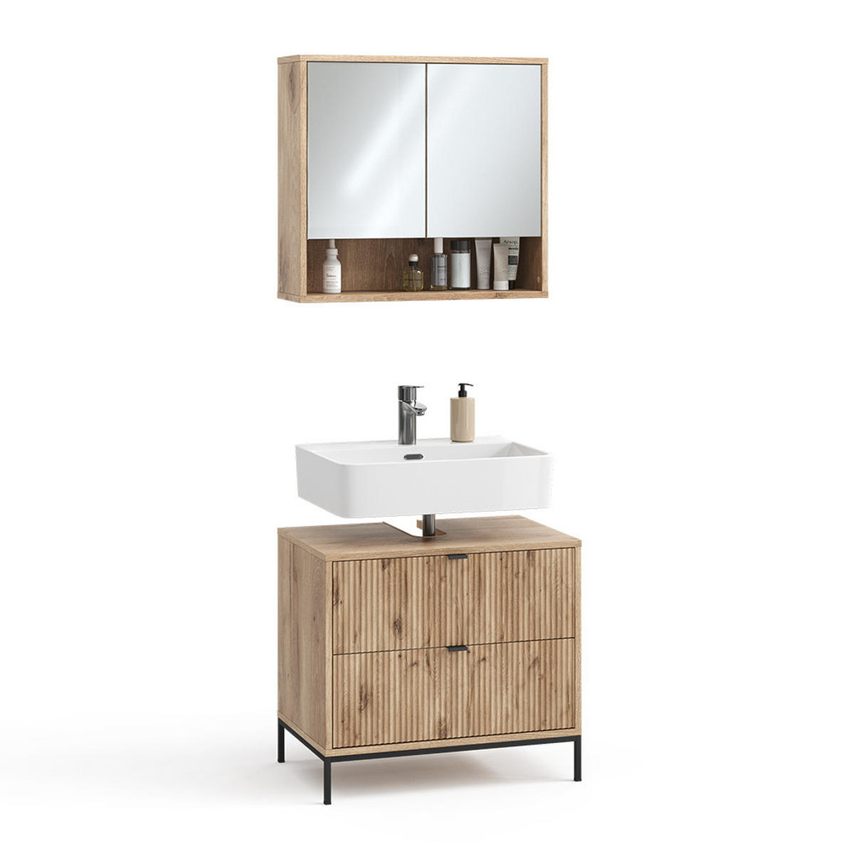 BADMÖBEL-SET Eliza Viking Oak 2 Teile - Eichefarben, Holzwerkstoff (70/63/45.1cm) - Vicco