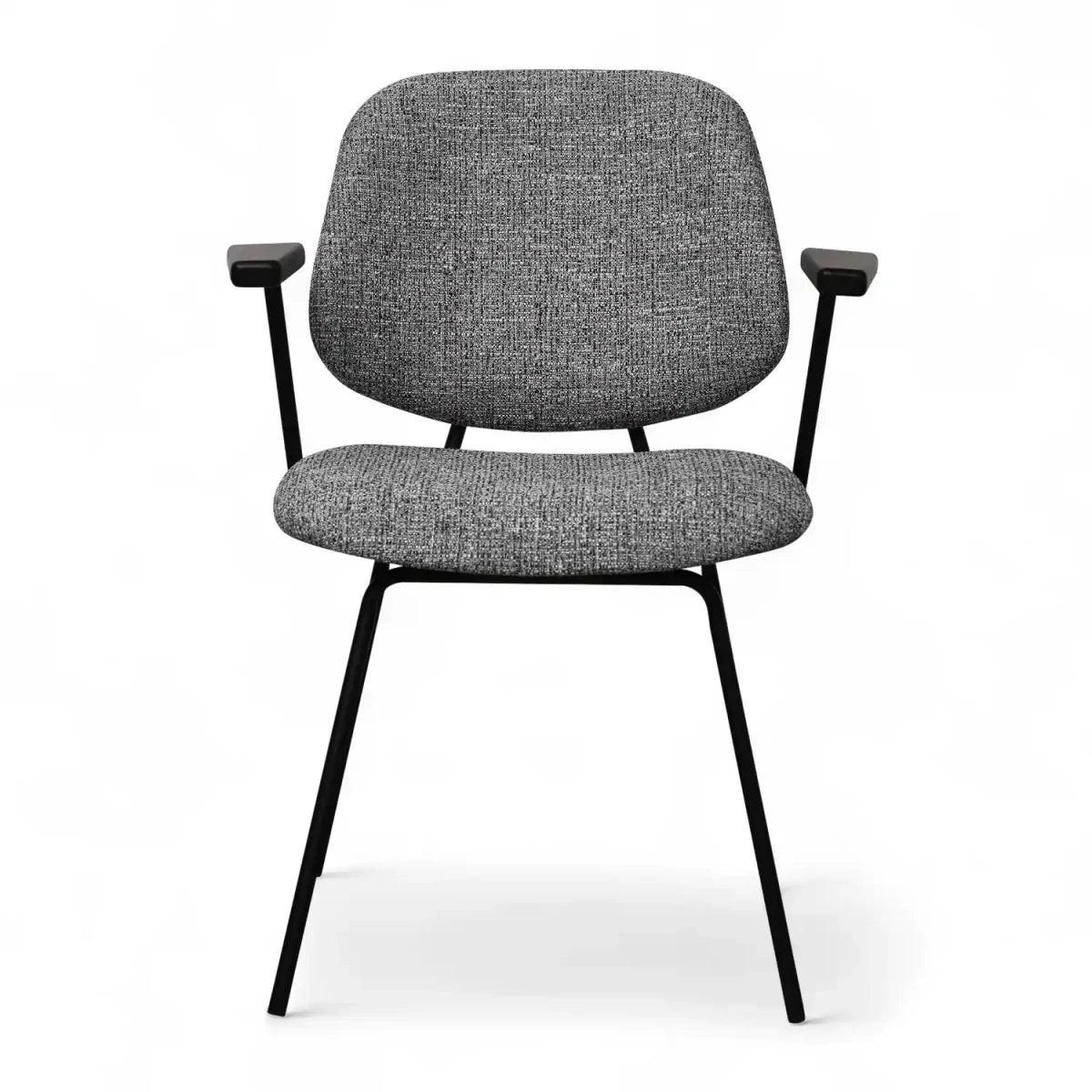 ARMLEHNSTUHL-SET 6 Stück in Teddystoff Grau - Schwarz/Grau, Textil/Metall (50/82/58cm) - Furnhouse