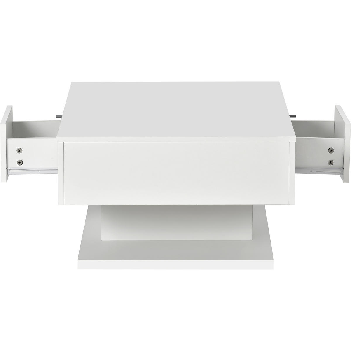 COUCHTISCH 100/60 cm mit 2 Schubladen in Weiß hochglänzend mit LED-Beleuchtung - Weiß, Holzwerkstoff (100/60/36cm) - OKWISH