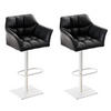 BARHOCKER 2er Set Lederlook Schwarz - Schwarz/Weiß, Textil/Metall (64/88/45cm) - CLP