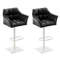 BARHOCKER 2er Set Lederlook Schwarz - Schwarz/Weiß, Textil/Metall (64/88/45cm) - CLP