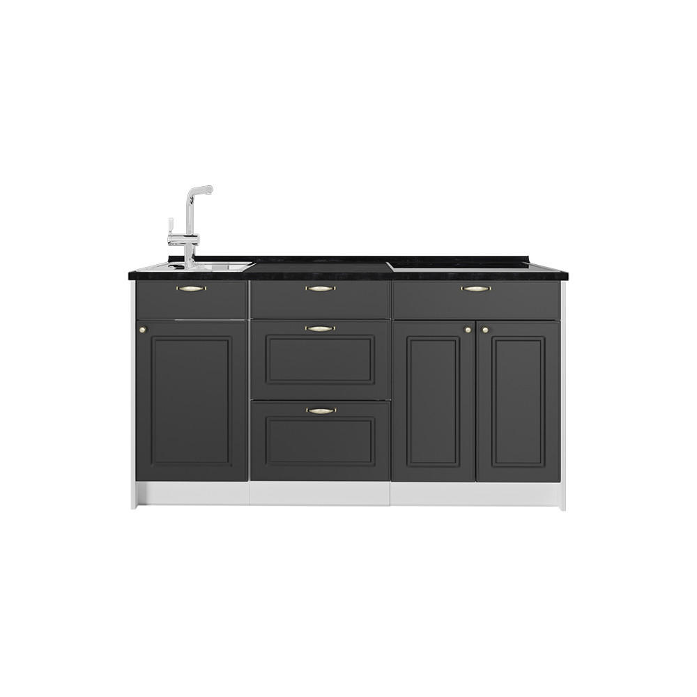 Vicco KUCHYŇSKÝ BLOK Fame-Line, Anthrazit-Gold Landhaus, 150 cm, PD Antracit