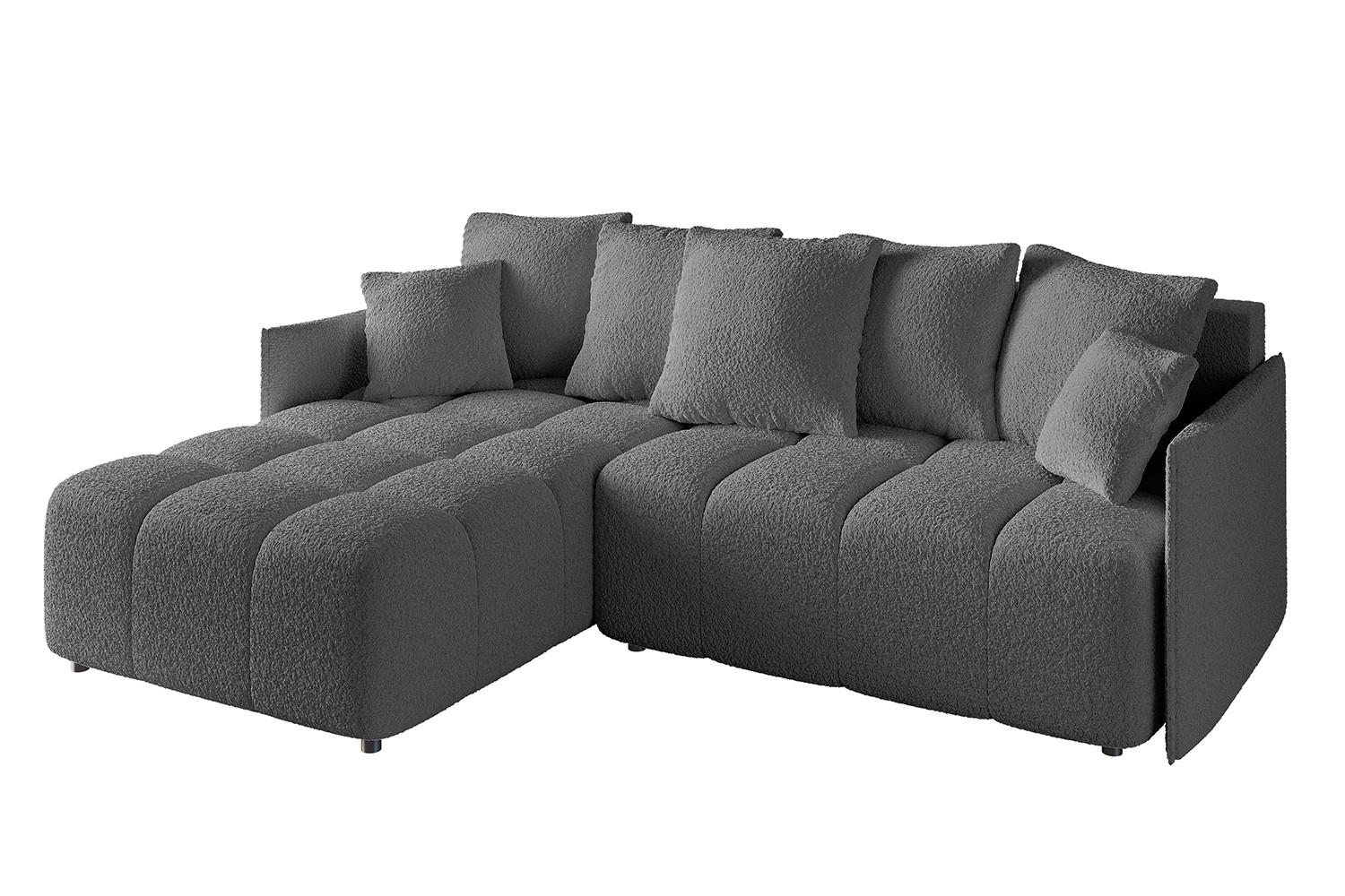 ECKSOFA Ottomane links LONLI-L 251x189x68 Platinfarben Bouclé - Platinfarben, Holzwerkstoff/Kunststoff (251/189cm) - ALTDECOR