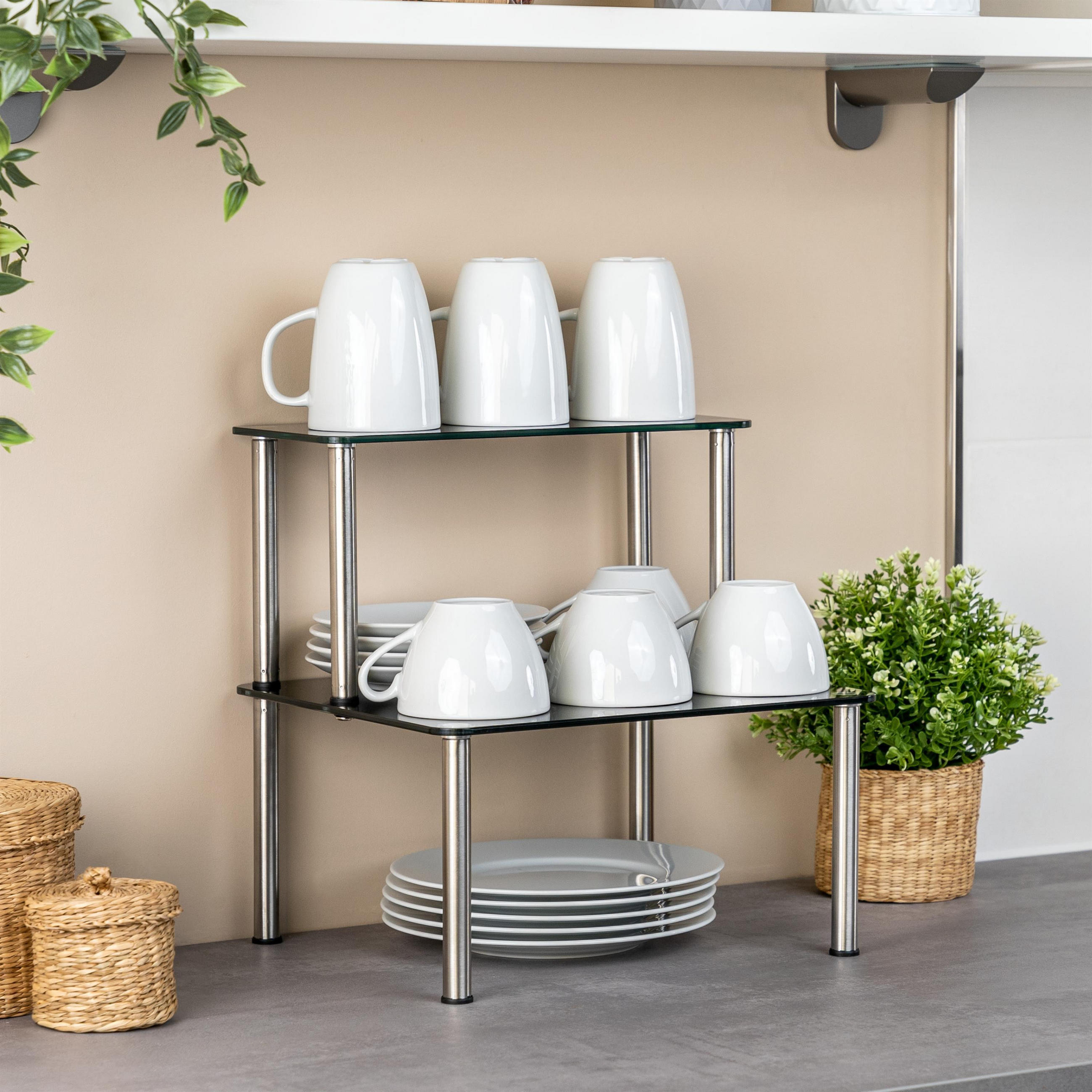 GLAS-KÜCHENREGAL schwarz - Schwarz, Glas (32/33/14cm) - bremermann