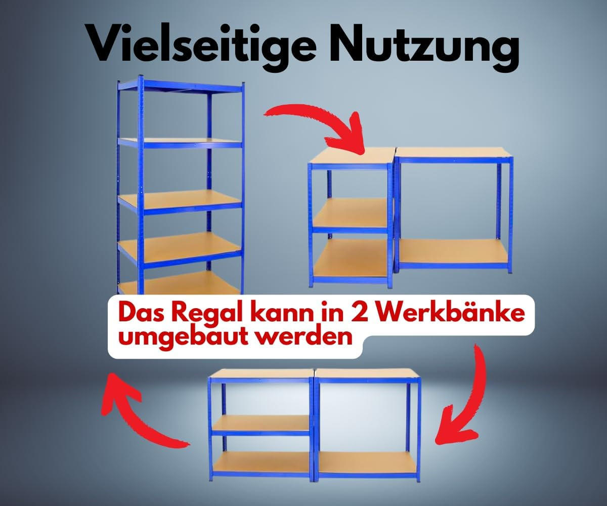 SCHWERLASTREGAL Taurus 180x90x60 cm Fachlast 175 kg Blau - Blau, Metall (90/180/60cm) - PROREGAL
