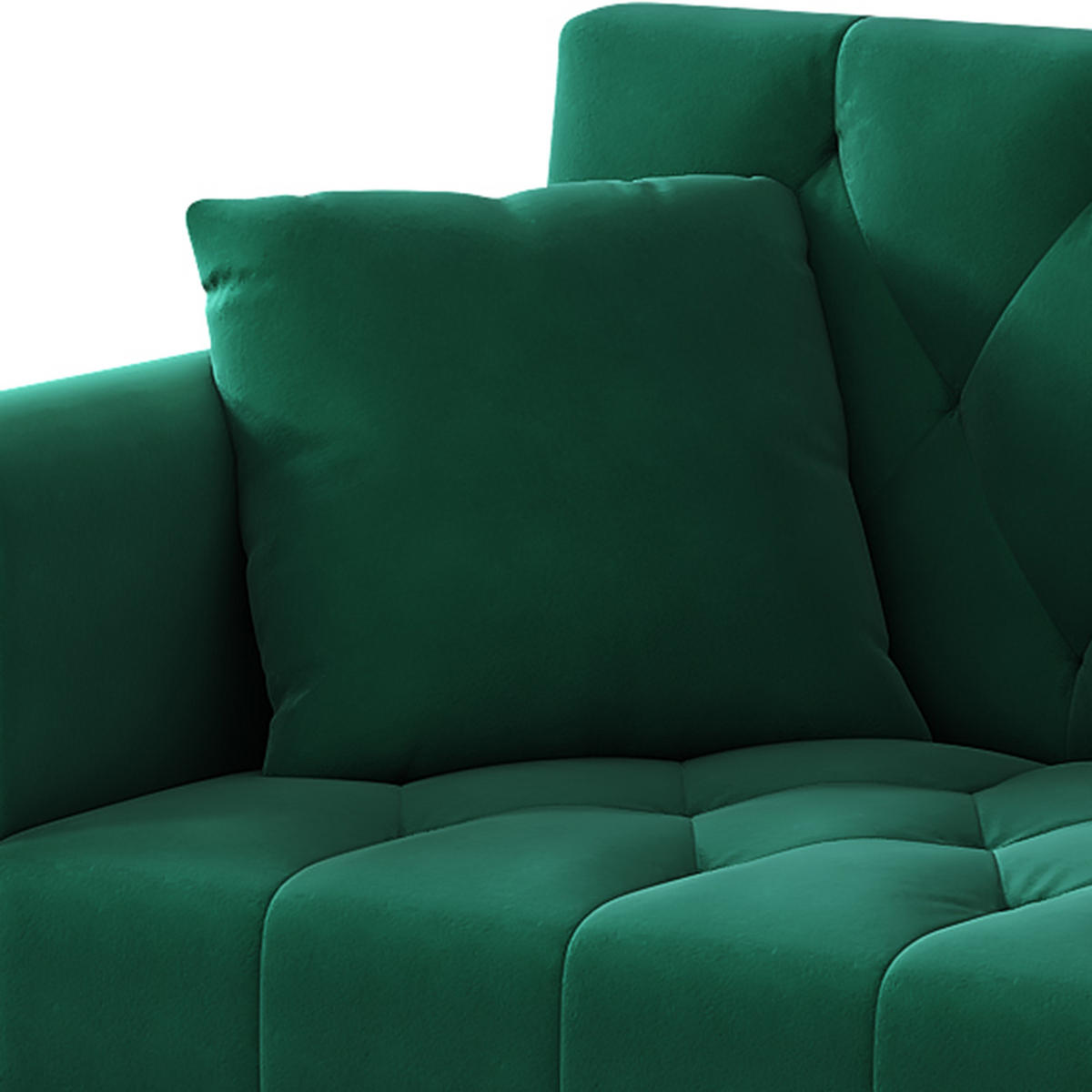 2-SITZER SCHLAFSOFA Samt Grün mit Verstellbarer Rückenlehne, Getränkehalter und Kissen - Grün, Holzwerkstoff/Textil (175/73.5/89cm) - WISHDOR