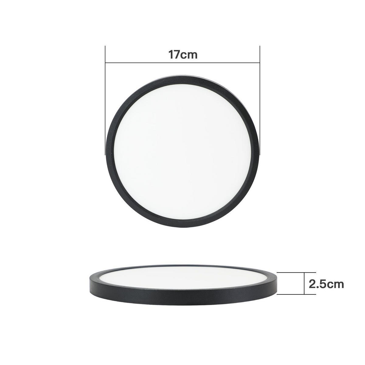 DECKENLEUCHTE Ianthelyn 18/18/2.4 cm - Schwarz, Kunststoff (18/18/2.4cm) - ZMH