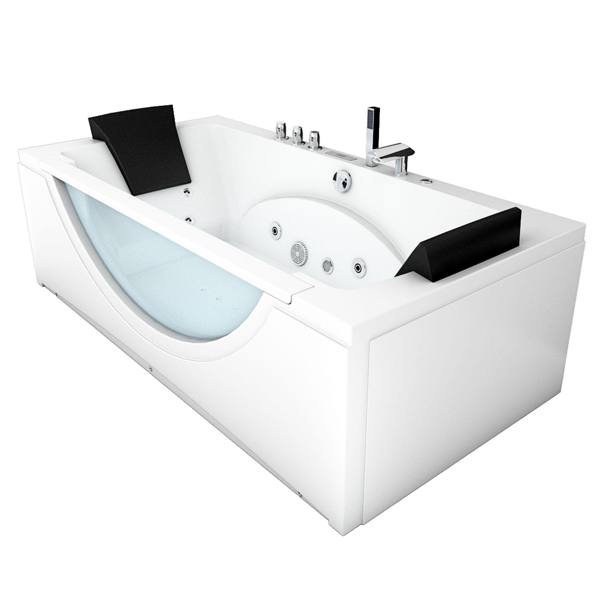 WHIRLPOOL Badewanne Eckwanne Wanne W81H-A-SC 90x180cm - Weiß, Glas/Kunststoff (180/55/90cm) - AcquaVapore by Sandra Jentho
