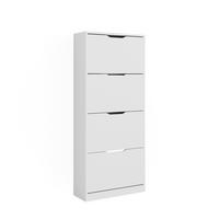 SCHUHKIPPER Luca Weiß 59 x 137 cm mit 4 Klappschubladen - Weiß, Holzwerkstoff (59/137/22cm) - Vicco