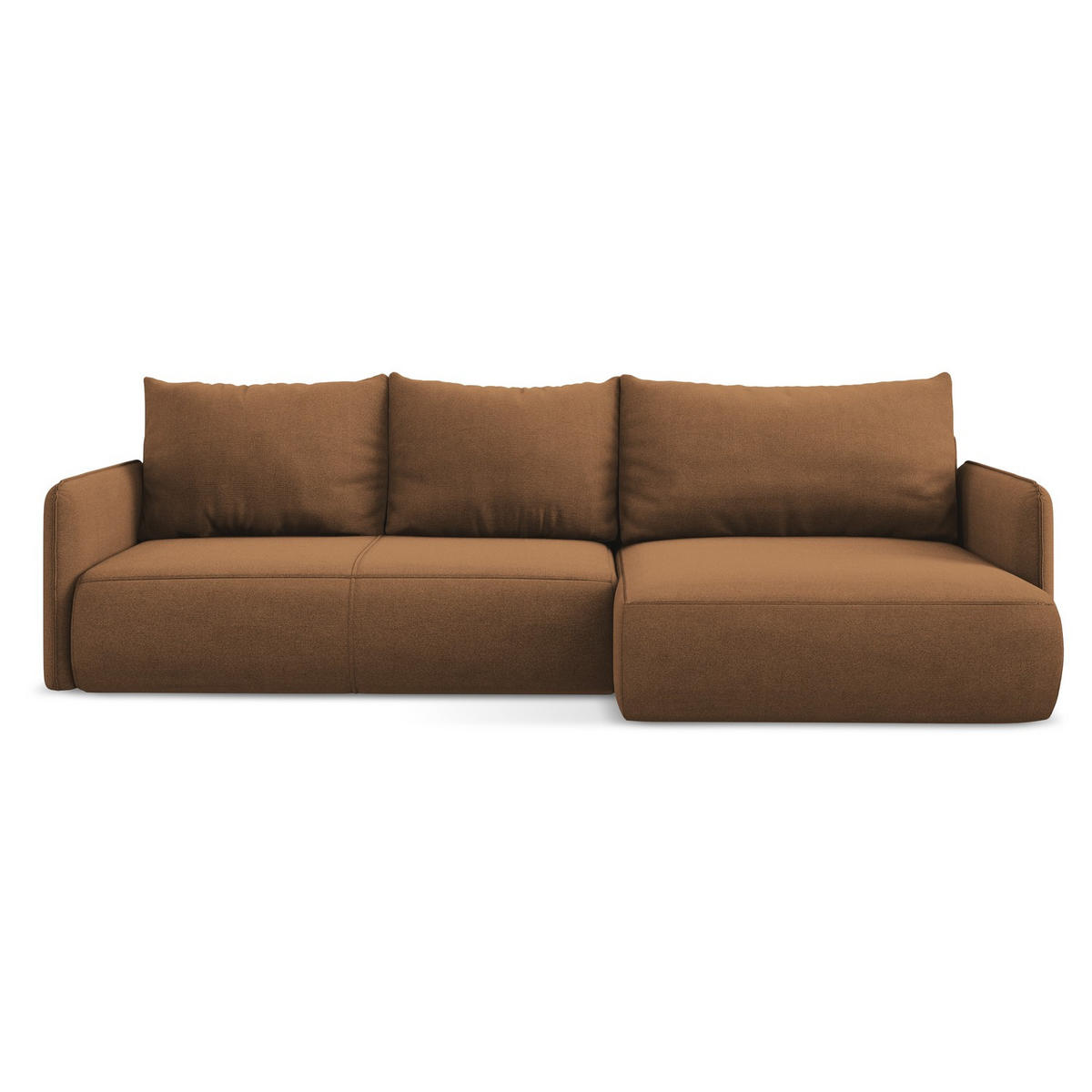 ECKSOFA mit Schlaffunktion Strukturstoff Stoff Orange - Terracotta/Schwarz, Kunststoff/Textil (240/148cm) - LaMiaSofa