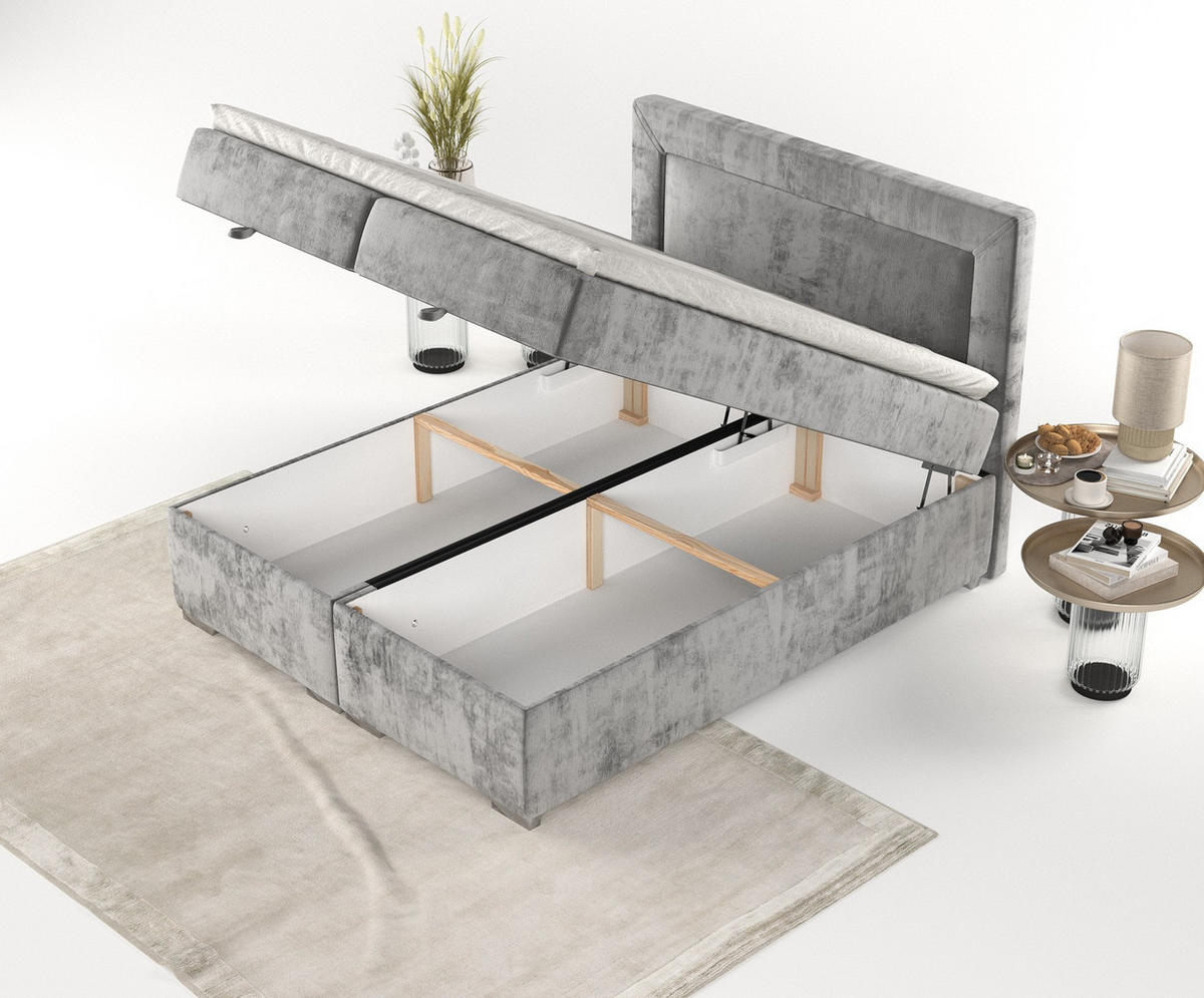 BOXBETT Lontano 120/200 cm Grau im Lotta Stoff - Chromfarben/Grau, Holz/Holzwerkstoff (120/200cm) - AltaBeds