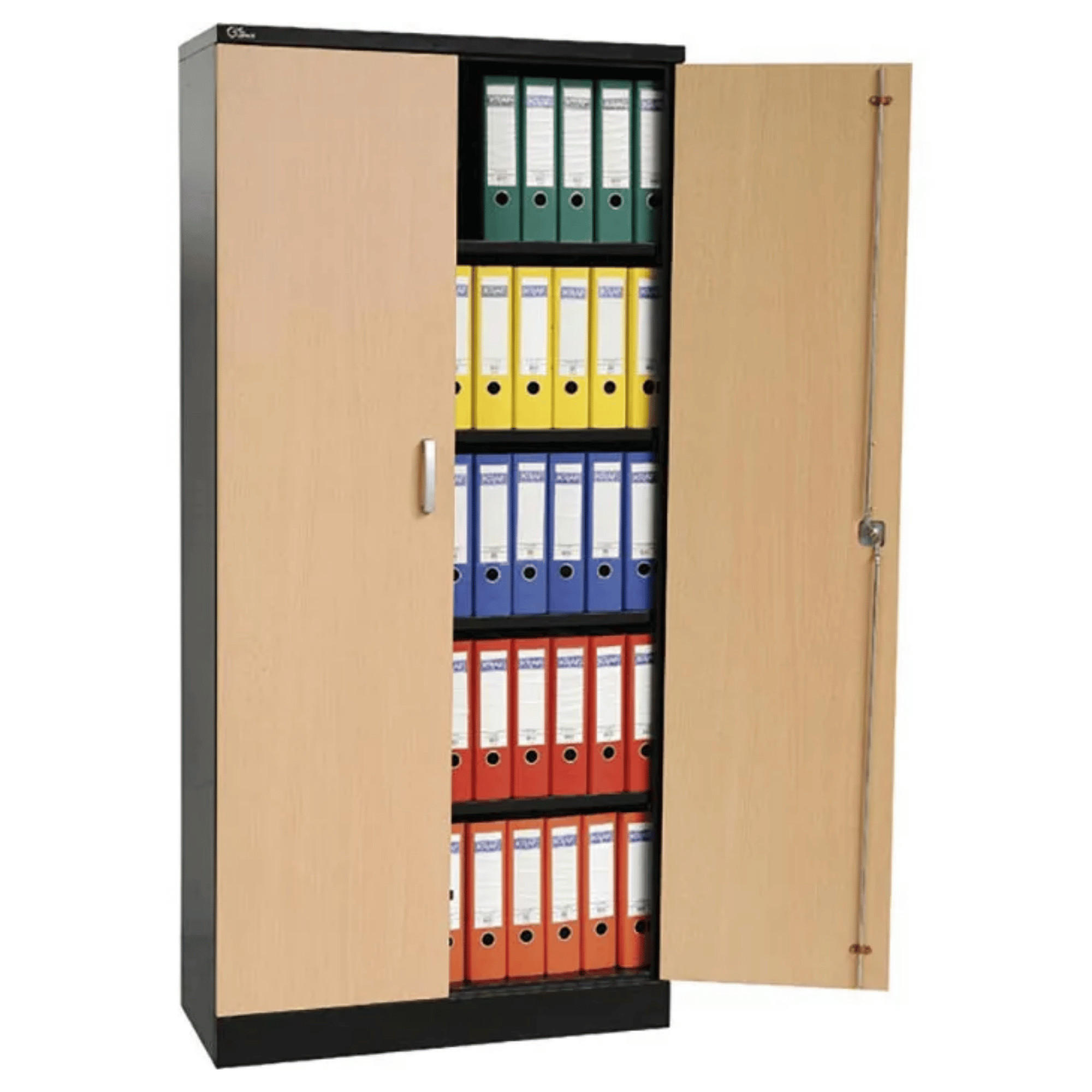 AKTENSCHRANK Beetle 4 Fachböden 195x92x42 cm Schwarz & Buche - Buchefarben, Metall (92/195/42cm)